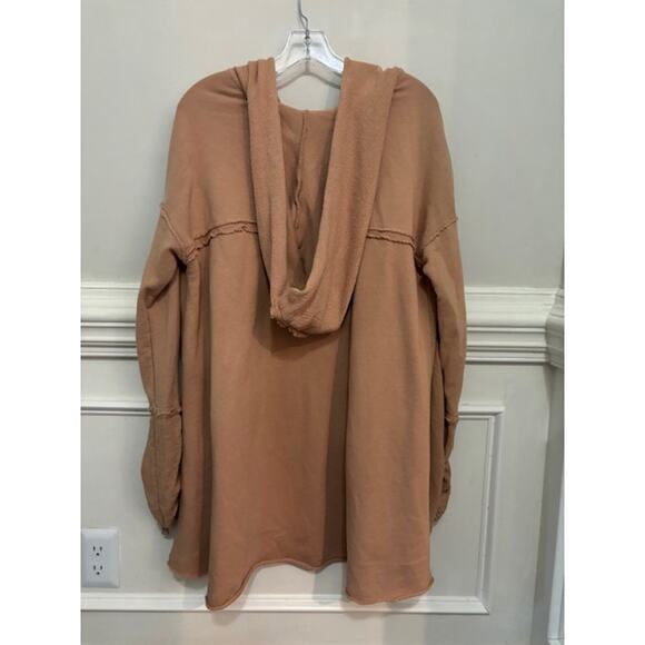 Free People Get Yer Gauze Cardigan Hoodie Ruched French Terry Oversized XS - Picture 4 of 8
